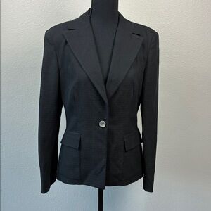 Piazza Sempione Blazer Silk Linen Black Single Button Fitted Italian Jacket 44/8